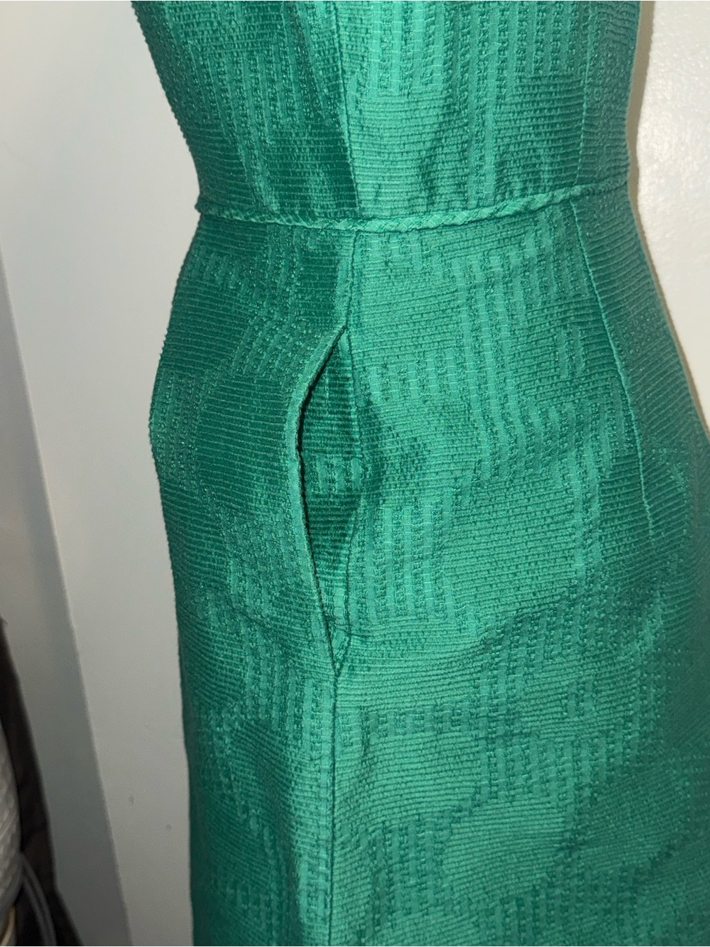 J. Crew Green V-Neck Textured Sleeveless Mini Dress - Picture 6 of 11